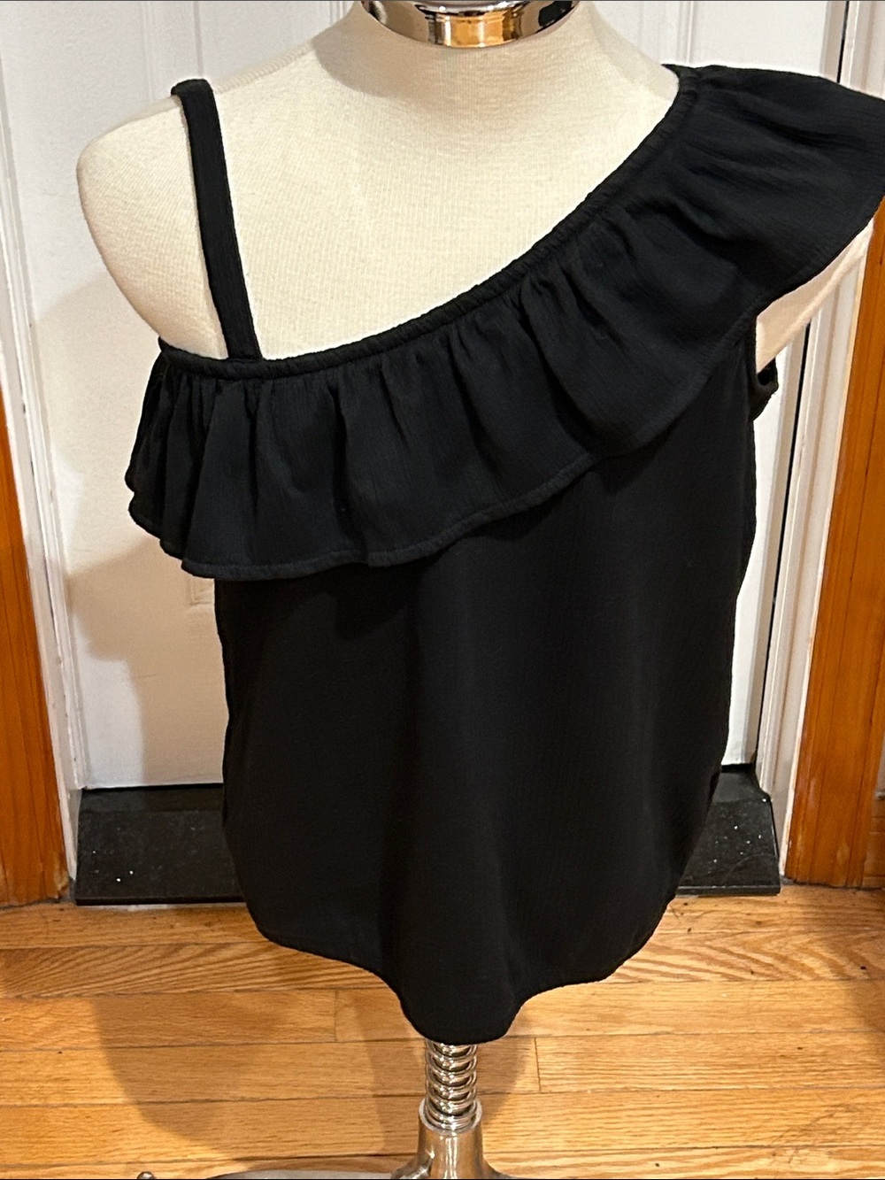 Old Navy Black One-Shoulder Ruffle Camisole